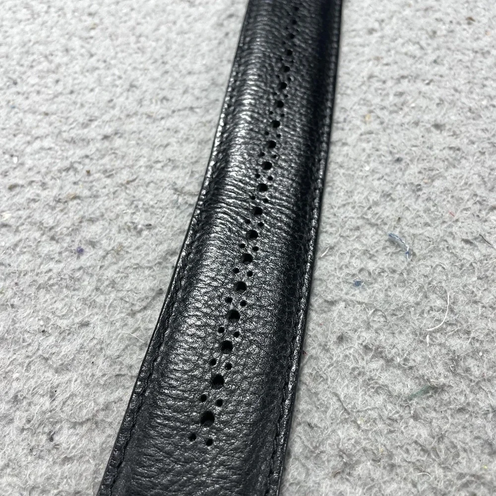 Allen Edmonds Belt Mens 32 Black Italian Saddle Leather Solid Brass Buckle